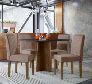 CONJUNTO DE MESA ANITA TAMPO DE VIDRO 1,35 2